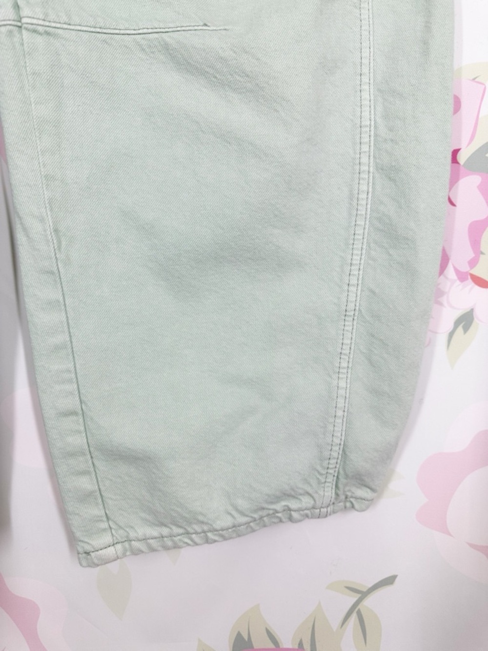 NEW Free People We The Free Pistachio Mint Green Lucky You Barrel Jeans 27 - Picture 5 of 11